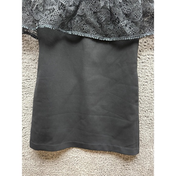 Self-Portrait Lace & Bow Accent Mock Neck Mini Shift Dress Black Womens Size 6 - Picture 4 of 16